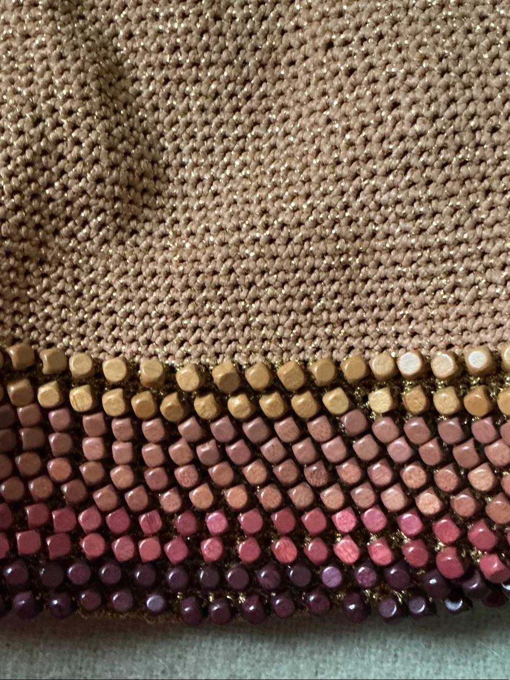 Hand Crafted Pink and Brown Beaded Wristlet with Tortoiseshell Handle